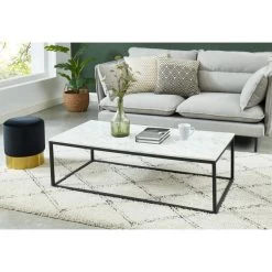 Table Basse TELMA Marbre Blanc Naturel 120cm
