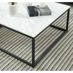 Table Basse TELMA Marbre Blanc Naturel 80cm -Meuble Déco Soldes table basse telma marbre blanc naturel 80cm 1