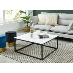 Table Basse TELMA Marbre Blanc Naturel 80cm