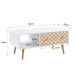 Meuble Déco Soldes -Meuble Déco Soldes table basse utah decor bois et blanc 2 tiroirs et 1 niche l90cm 1