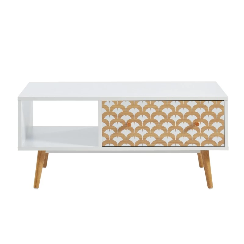 Table Basse UTAH Blanc Et Effet Bois 90cm 6 Table Basse UTAH Blanc Et Effet Bois 90cm – Image 6