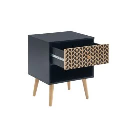 Table De Chevet CAPUCINE Noir Et Effet Chêne 40cm -Meuble Déco Soldes table de chevet capucine coloris noir et bois l40cm 4