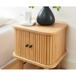 Table De Chevet ERNEST Frêne Portes Tambour -Meuble Déco Soldes table de chevet ernest 2 portes coulissantes 2 niches bois l45cm 3