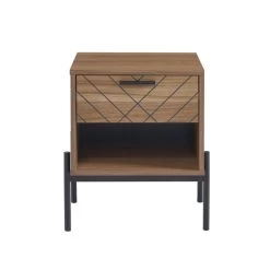 Table De Chevet GEOMA Effet Chêne Foncé Et Motifs 1 Tiroir -Meuble Déco Soldes table de chevet geoma effet chene fonce et motifs 1 tiroir 3