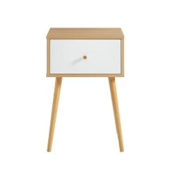 Table De Chevet HORTENSE Blanc Et Effet Chêne 40cm -Meuble Déco Soldes table de chevet hortense blanc et effet chene 40cm 3