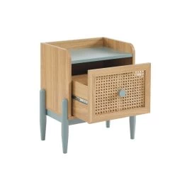 Table De Chevet PABLO Bleu Et Cannage Rotin 1 Tiroir -Meuble Déco Soldes table de chevet pablo bleu et cannage rotin 1 tiroir 5