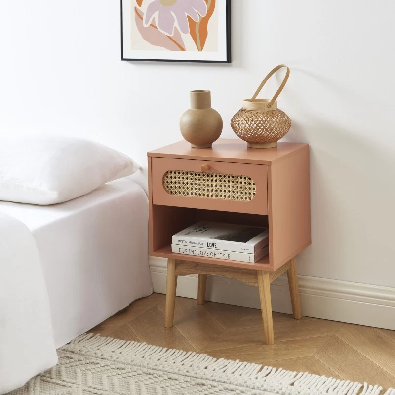 Table De Chevet SIXTINE Terracotta Et Cannage Rotin 3 Table De Chevet SIXTINE Terracotta Et Cannage Rotin – Image 3