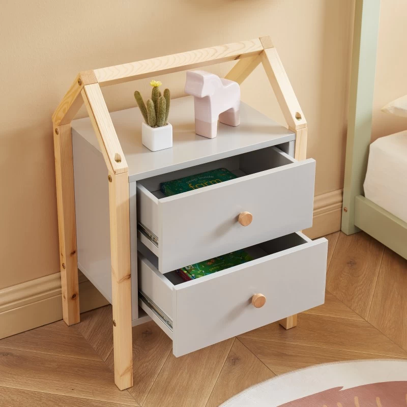 Table De Chevet TINY Gris 2 Tiroirs 3 Table De Chevet TINY Gris 2 Tiroirs – Image 3