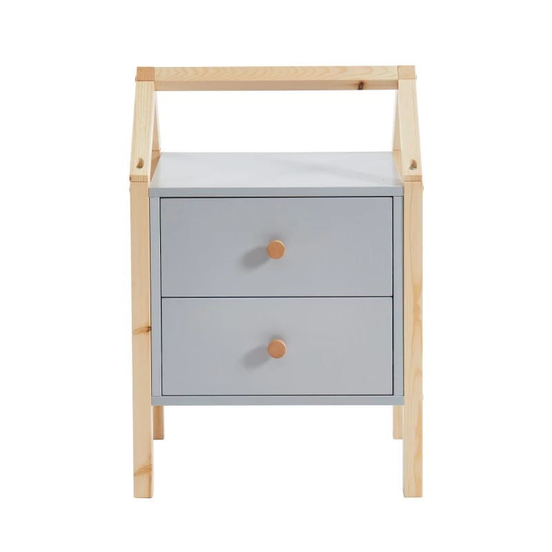 Table De Chevet TINY Gris 2 Tiroirs 4 Table De Chevet TINY Gris 2 Tiroirs – Image 4