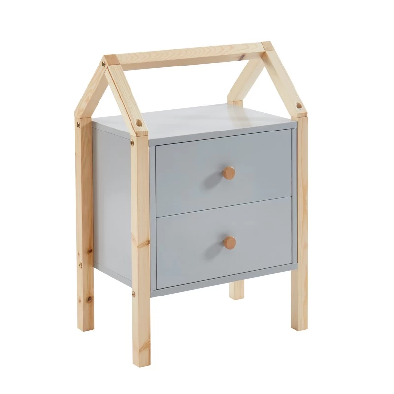 Table De Chevet TINY Gris 2 Tiroirs 5 Table De Chevet TINY Gris 2 Tiroirs – Image 5