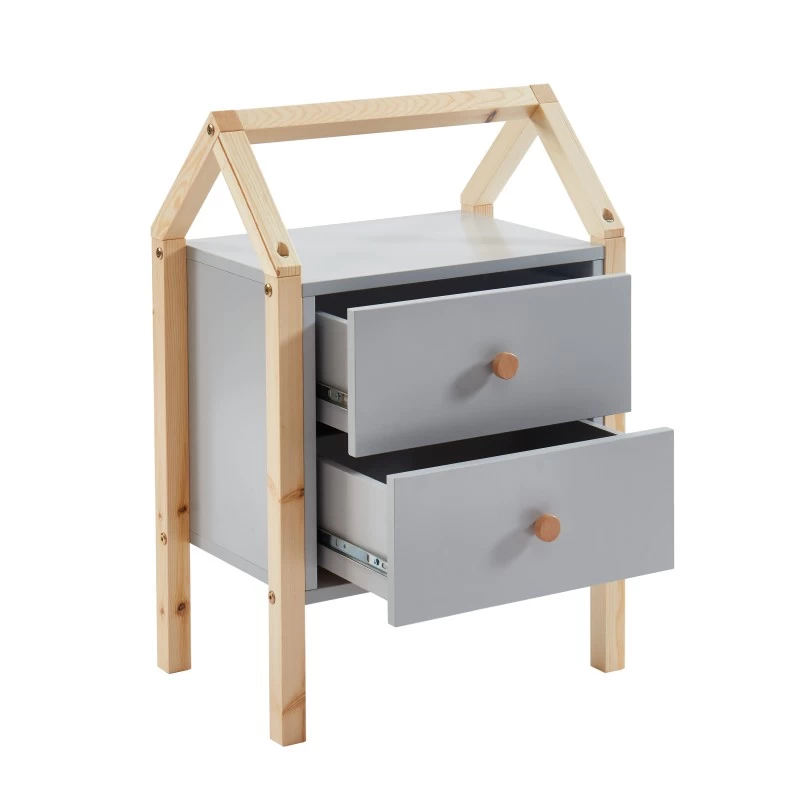 Table De Chevet TINY Gris 2 Tiroirs 6 Table De Chevet TINY Gris 2 Tiroirs – Image 6