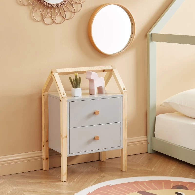 Table De Chevet TINY Gris 2 Tiroirs 1 Table De Chevet TINY Gris 2 Tiroirs