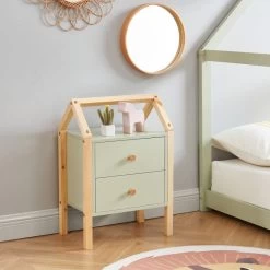 Table De Chevet TINY Vert 2 Tiroirs