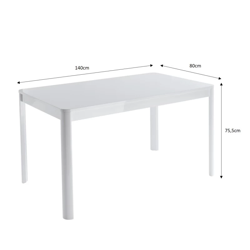 Table à Manger DAVIA Laqué Blanc Brillant 140cm 2 Table à Manger DAVIA Laqué Blanc Brillant 140cm – Image 2