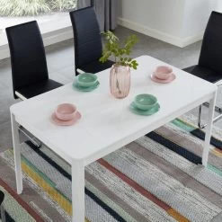 Table à Manger DAVIA Laqué Blanc Brillant 140cm 8 Table à Manger DAVIA Laqué Blanc Brillant 140cm -Meuble Déco Soldes table de sejour davia laque blanc brillant l140cm 2