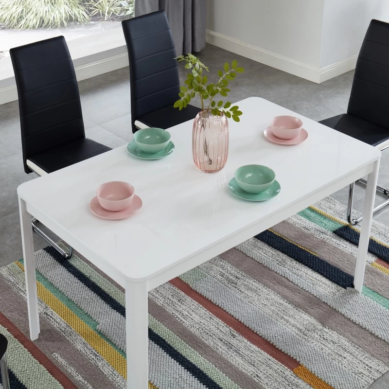 Table à Manger DAVIA Laqué Blanc Brillant 140cm 3 Table à Manger DAVIA Laqué Blanc Brillant 140cm – Image 3