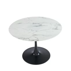 Table De Séjour MONIKA Verre Effet Marbre Ronde 110cm Pied Noir 9 Table De Séjour MONIKA Verre Effet Marbre Ronde 110cm Pied Noir -Meuble Déco Soldes table de sejour monika 110cm verre trempe effet marbre pied en metal noir 4