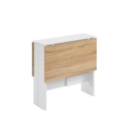 Table Pliable JUNO Blanc Et Effet Chêne 104cm -Meuble Déco Soldes table de sejour pliante juno 3