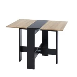Table Pliable JUNO Noir Et Effet Chêne 104cm -Meuble Déco Soldes table de sejour pliante juno 6