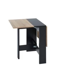 Table Pliable JUNO Noir Et Effet Chêne 104cm -Meuble Déco Soldes table de sejour pliante juno 7