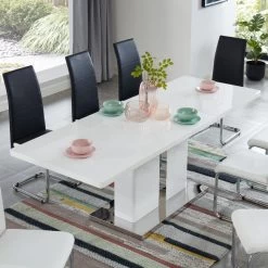 Table Extensible JADE Laqué Blanc Brillant 160 à 220cm 7 Table Extensible JADE Laqué Blanc Brillant 160 à 220cm -Meuble Déco Soldes table extensible jade laque blanc brillant l160 220cm 2