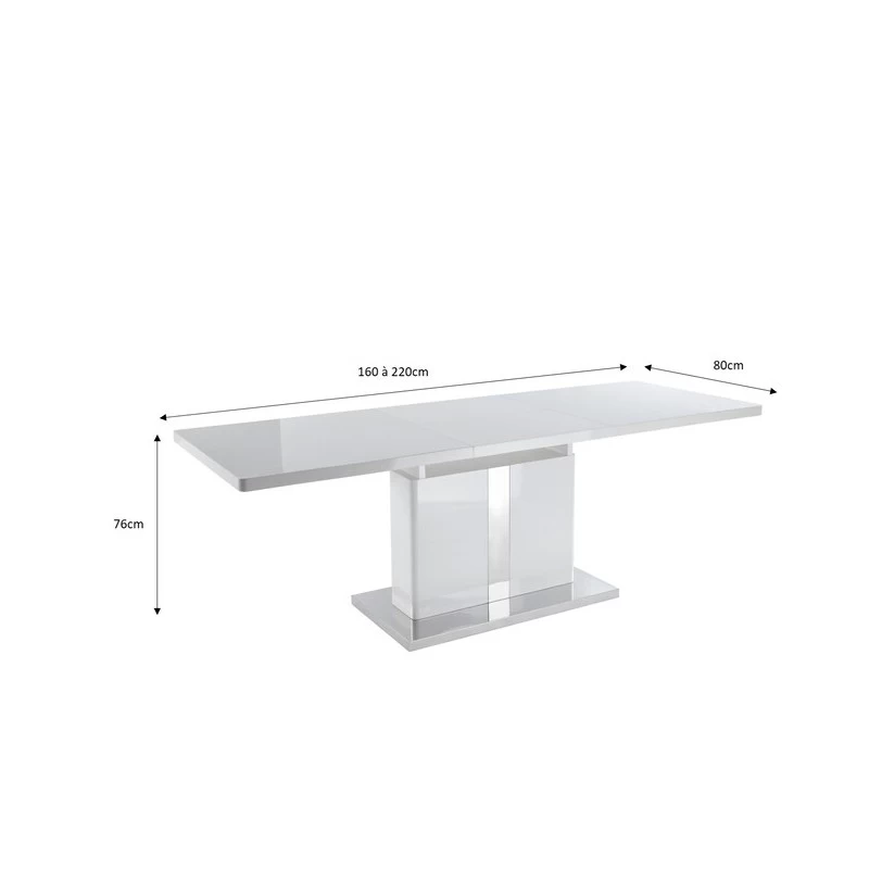 Table Extensible JADE Laqué Blanc Brillant 160 à 220cm 5 Table Extensible JADE Laqué Blanc Brillant 160 à 220cm – Image 5