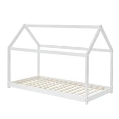 Lit Enfant Cabane TINY Pin Blanc 70x140 Sommier Inclus -Meuble Déco Soldes tiny70140bl lit cabane blanc 3