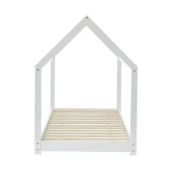 Lit Enfant Cabane TINY Pin Blanc 70x140 Sommier Inclus -Meuble Déco Soldes tiny70140bl lit cabane blanc 4