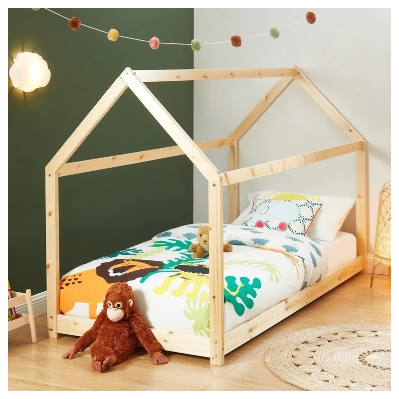 Lit Enfant Cabane TINY Pin Naturel 70x140 Sommier Inclus 2 Lit Enfant Cabane TINY Pin Naturel 70x140 Sommier Inclus – Image 2