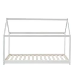 Lit Enfant Cabane TINY Pin Blanc 90x190 Sommier Inclus -Meuble Déco Soldes tiny90190bl lit cabane blanc 2