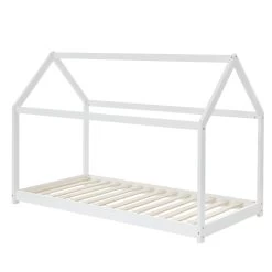 Lit Enfant Cabane TINY Pin Blanc 90x190 Sommier Inclus -Meuble Déco Soldes tiny90190bl lit cabane blanc 3