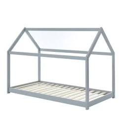Lit Enfant Cabane TINY Pin Gris 90x190 Sommier Inclus -Meuble Déco Soldes tiny90190gr lit cabane gris 3
