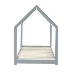 Lit Enfant Cabane TINY Pin Gris 90x190 Sommier Inclus -Meuble Déco Soldes tiny90190gr lit cabane gris 4