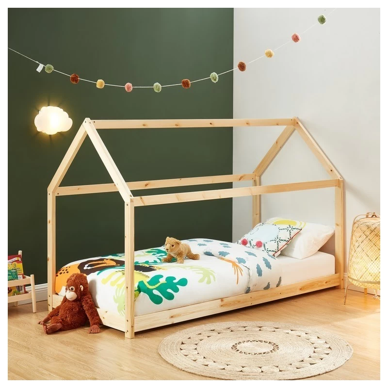 Lit Enfant Cabane TINY Pin Naturel 90x190 Sommier Inclus 1 Lit Enfant Cabane TINY Pin Naturel 90x190 Sommier Inclus