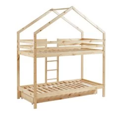 Lit Cabane Superposé TINY Pin Naturel 90x190 Sommier Inclus -Meuble Déco Soldes tinybunkdrana lit superpose lit superpose cabane bois echelle sur le cote et tiroir 6