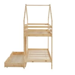 Lit Cabane Superposé TINY Pin Naturel 90x190 Sommier Inclus -Meuble Déco Soldes tinybunkdrana lit superpose lit superpose cabane bois echelle sur le cote et tiroir 8