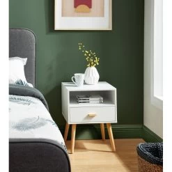Table De Chevet ULOS Blanc 1 Tiroir 40cm