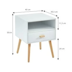 Table De Chevet ULOS Blanc 1 Tiroir 40cm -Meuble Déco Soldes ulos table de chevet blanc 4