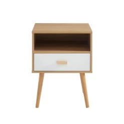 Table De Chevet ULOS Blanc Et Effet Chêne 1 Tiroir 40cm -Meuble Déco Soldes uloschbl table de chevet blch 3