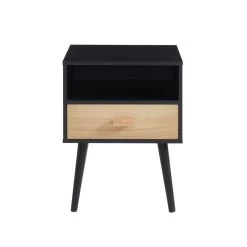 Table De Chevet ULOS Noir Et Effet Chêne 1 Tiroir 40cm -Meuble Déco Soldes ulosnoch table de chevet noch 4