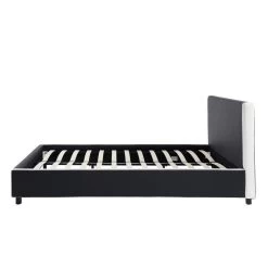 Lit à Led VOLTIGE Simili Noir Et Blanc 140x190 Sommier Inclus -Meuble Déco Soldes voltige140 lit led noir blanc 5