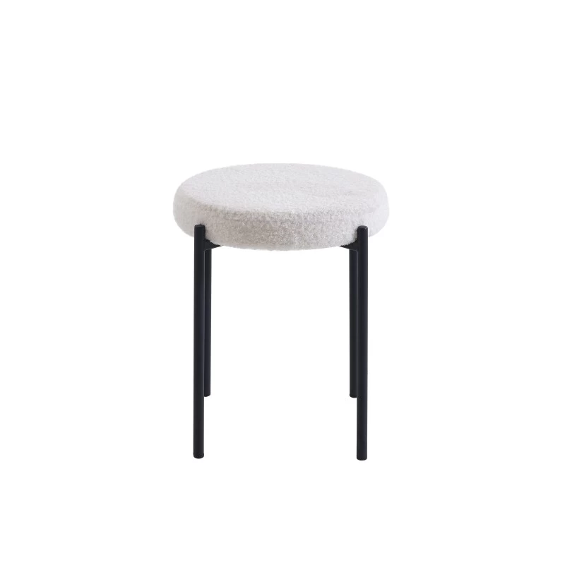 Lot De 2 Tabourets YSEE Assise Laine Bouclée Blanche Et Pieds En Métal Noir 6 Lot De 2 Tabourets YSEE Assise Laine Bouclée Blanche Et Pieds En Métal Noir – Image 6