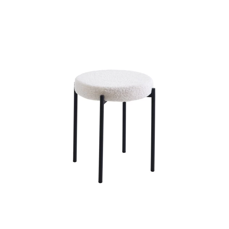 Lot De 2 Tabourets YSEE Assise Laine Bouclée Blanche Et Pieds En Métal Noir 7 Lot De 2 Tabourets YSEE Assise Laine Bouclée Blanche Et Pieds En Métal Noir – Image 7